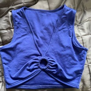 Navy Blue Keyhole Cropped Tank Top